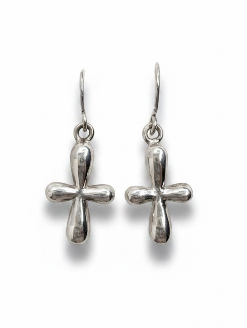 Vintage 925 Sterling Silver Religious Cross Dangle Earrings